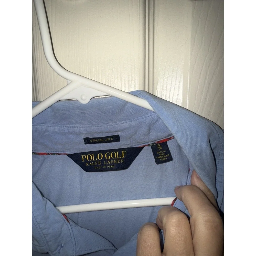 Polo Golf‎ Ralph Lauren Shirt Lisle Mens XL Stretch Blue  Short Sleeve